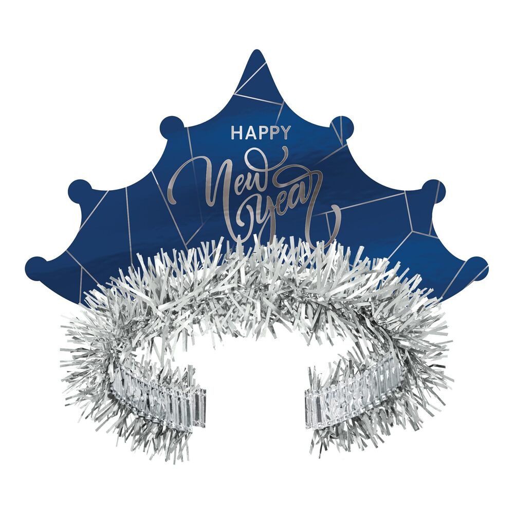 3662 Midnight Blue New Year Tiaras – 50 Pack, Blue & Silver Foil Party